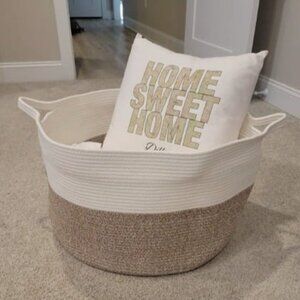 XXXLarge Cotton Rope Basket 21.7" x 21.7" x 13.8" Woven Baby Laundry Basket